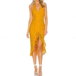 NWT NBD x Naven ‘Bryn’ lace high low midi dress sleeveless marigold S
